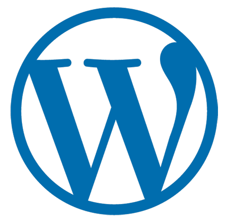 A blue WordPress logo on a white background for Vancouver web hosting.
